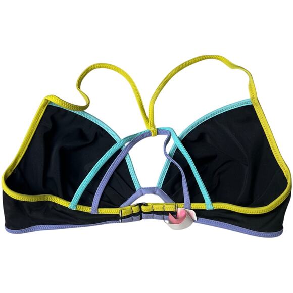 Victoria's Secret Black Purple Yellow Padded Bikini Top Underwire 34C - Picture 2 of 5